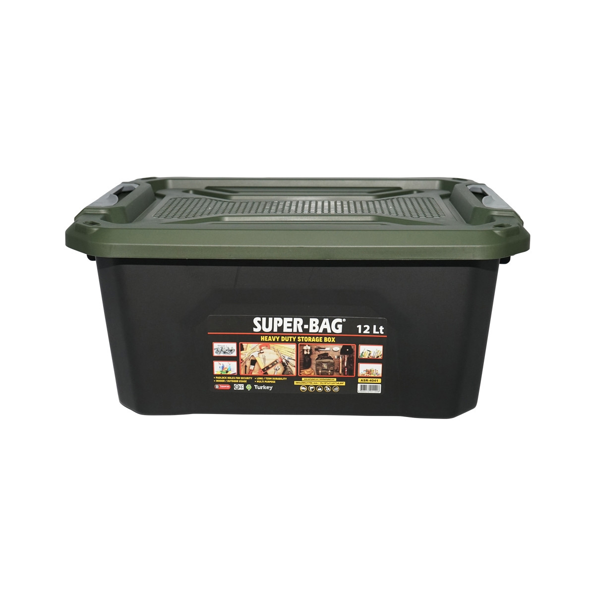 Cutie, lada depozitare heavy duty 12L cu capac, verde 385x295x175mm, Cod: DISSK09V, Breckner Germany