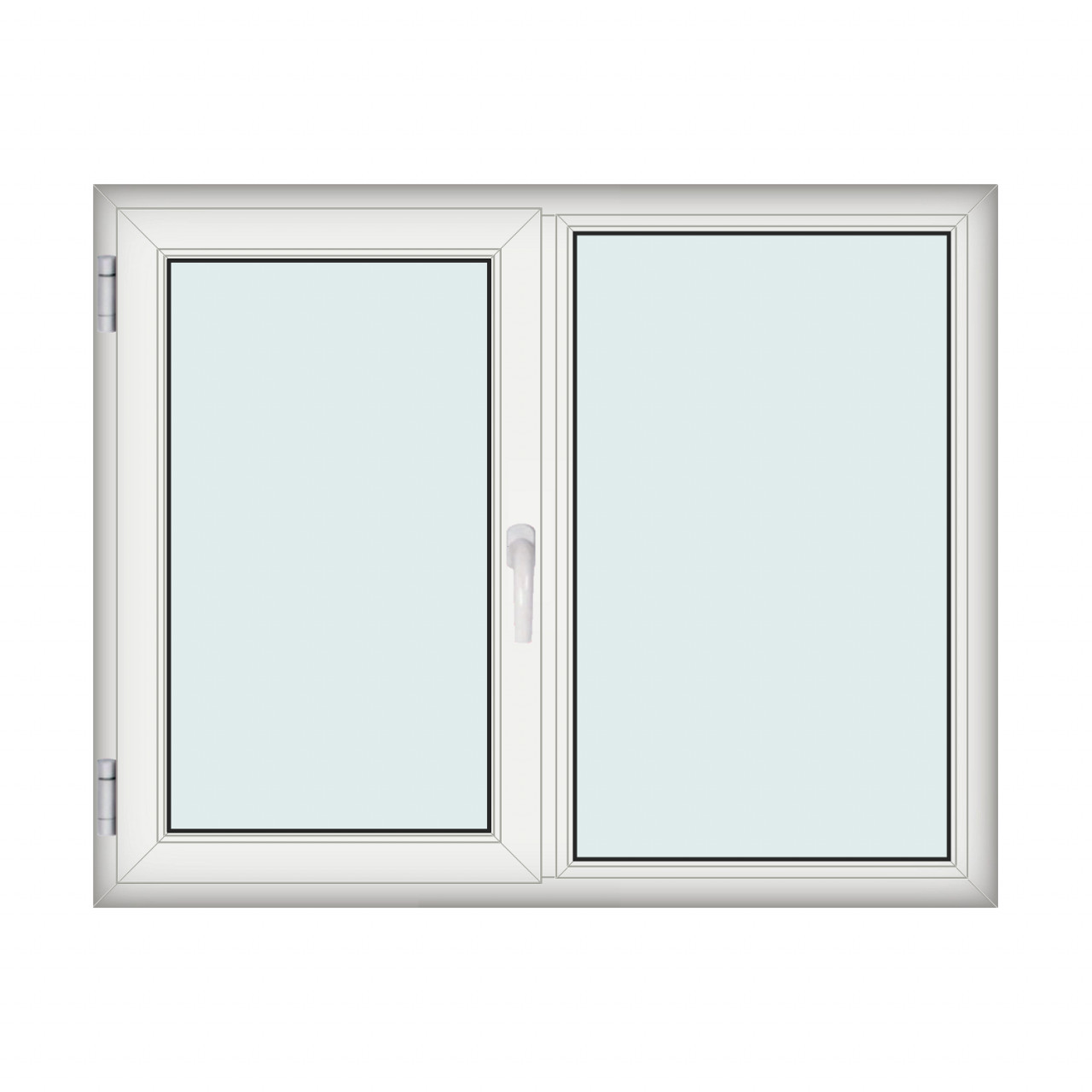 Fereastra 150x120cm, 2 canate, alb, stanga si rabatare, Klass, 7cm, 6 camere, 2 garnituri