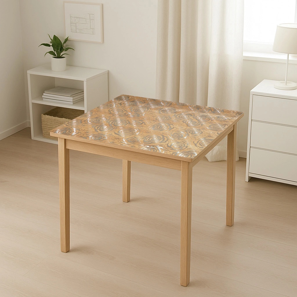 folie transparenta Folie protectie masa transparenta PVC siliconizat 100cm, grosime 1.2mm, model trandafiri 20m/rola Breckner Germany, BRECKNER GERMANY, DISUN13