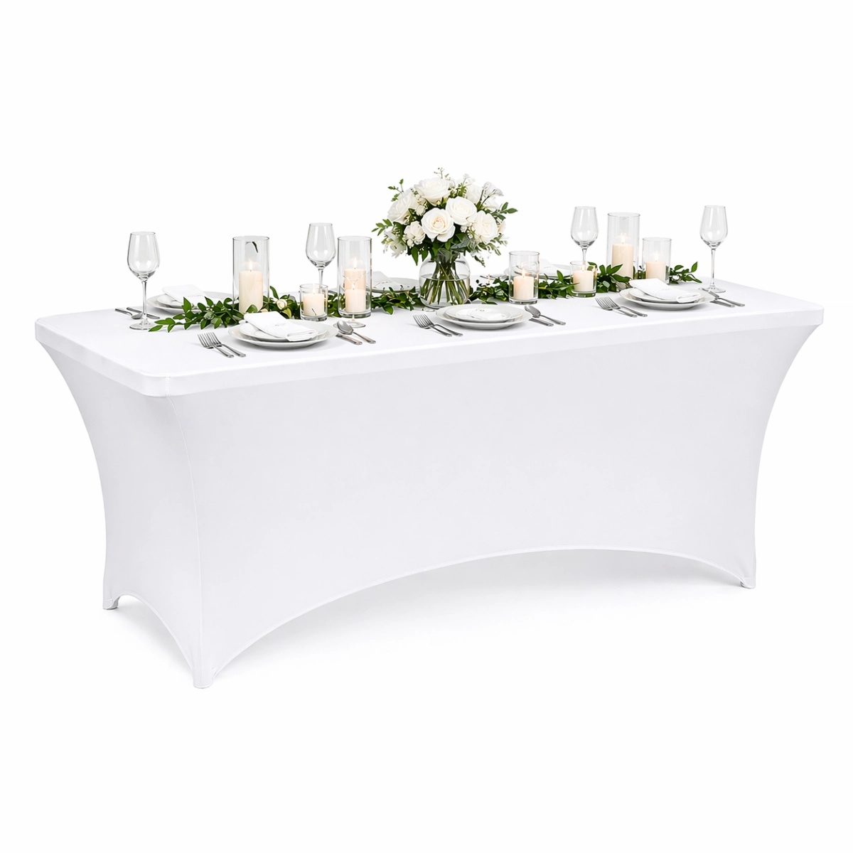 0 Husa masa elastica alba dreptunghiulara 180x70x74cm, BK99232