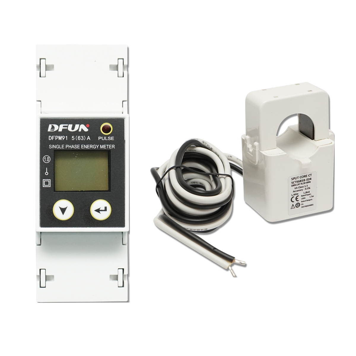 Kit releu putere DFUN DFPM91 smart meter, monofazic 220V, 63A cu siguranta digitala, transformator Split Core 600V, 50-60Hz, Cod: DISHN73, Brand: