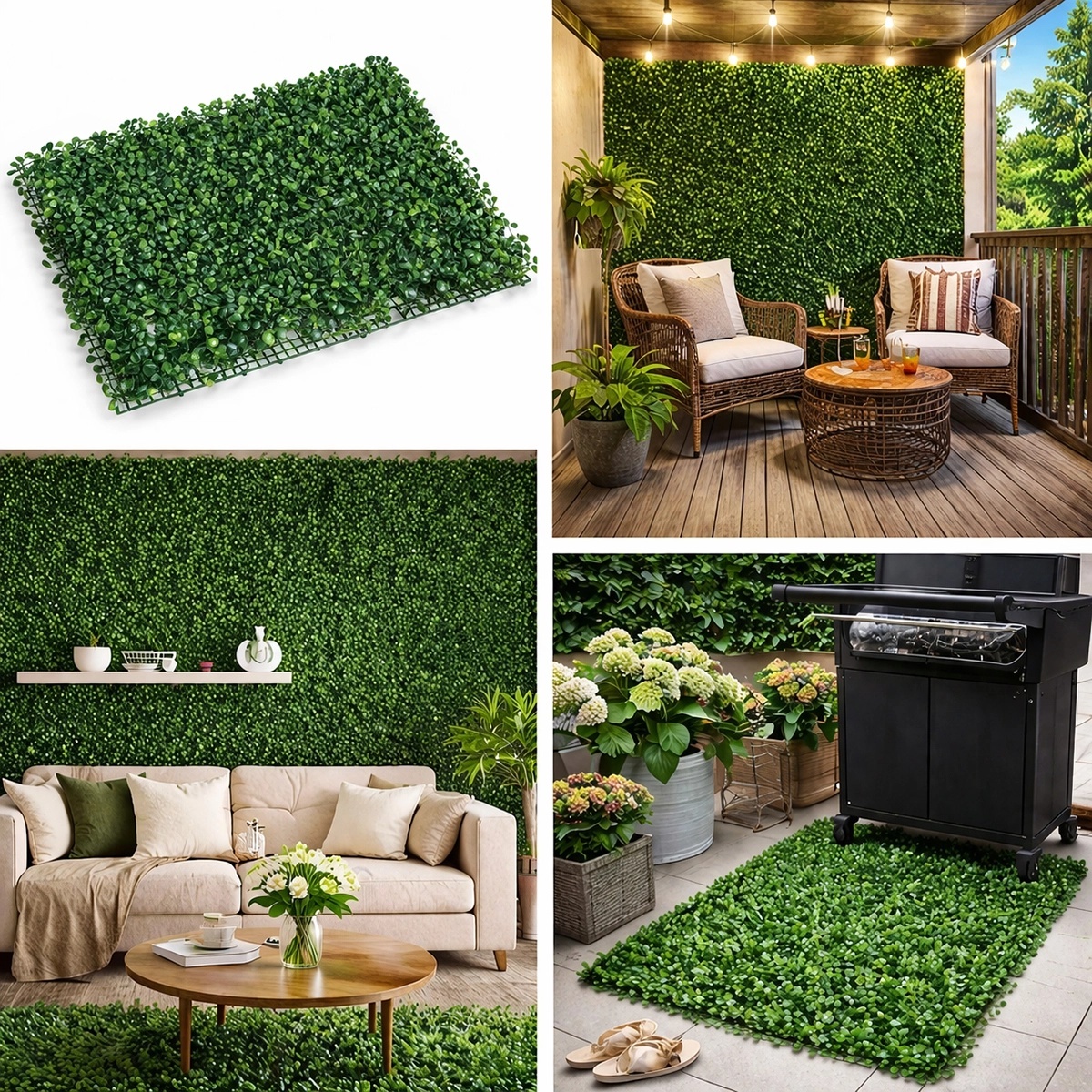 0 Panou gard viu artificial verde decorativ cu frunze mici 40x60x3cm, BK99235
