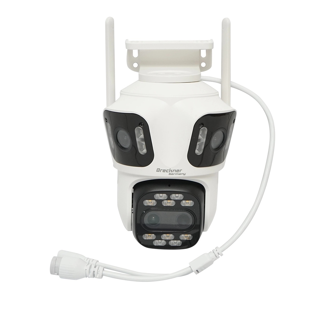 senzori parcare Camera de supraveghere 4 lentile, 3 obiective 12 MP, 2 CPU dual control, P2P WIFI 2.4GHz, PTZ cu senzor de miscare, night vision color, AI detectie