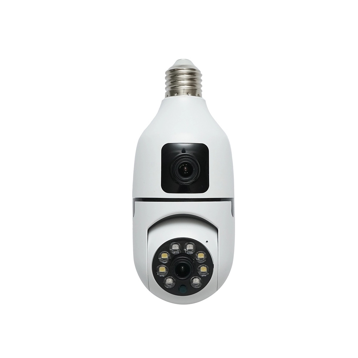 contor bidirectional trifazat Camera de supraveghere smart 2MP tip bec E27, 2 obiective 1080P FHD, WIFI 2.4G cu senzor de miscare PTZ, night vision si aplicatie V380 Pro, DISMN47