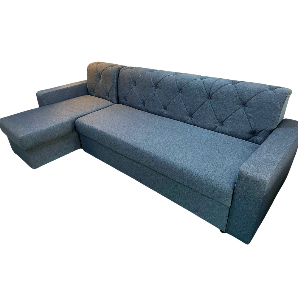 Colțar Fix Tito, 200x180x75cm, 5 locuri, Luna V-14 Blue, în formă de