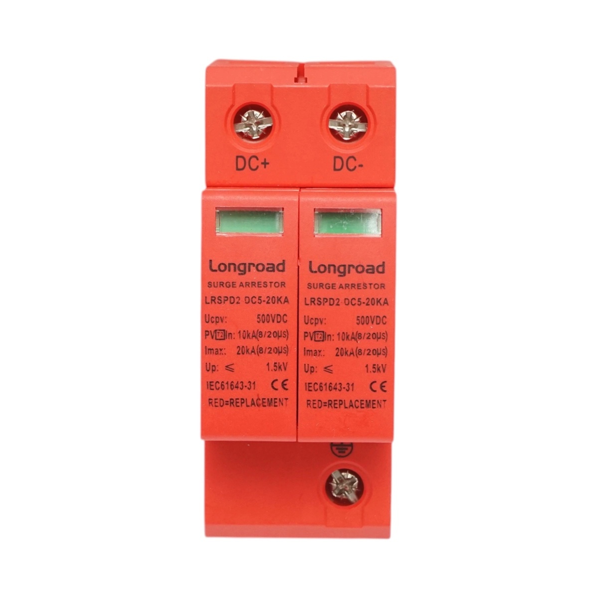 0 Descarcator supratensiune cu semnalizare sisteme fotovoltaice DC 2P tip C 500VDC LRSPD2-DC5-20KA Longroad, DISHW22