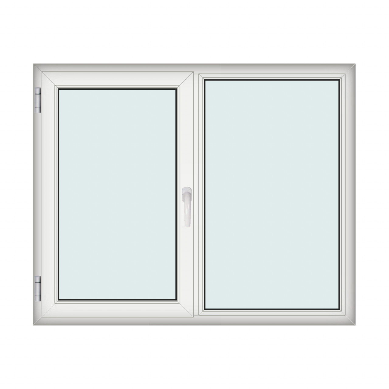 Fereastra 160x130cm, 2 canate, alb, stanga si rabatare, Klass, 7cm, 6 camere, 2 garnituri