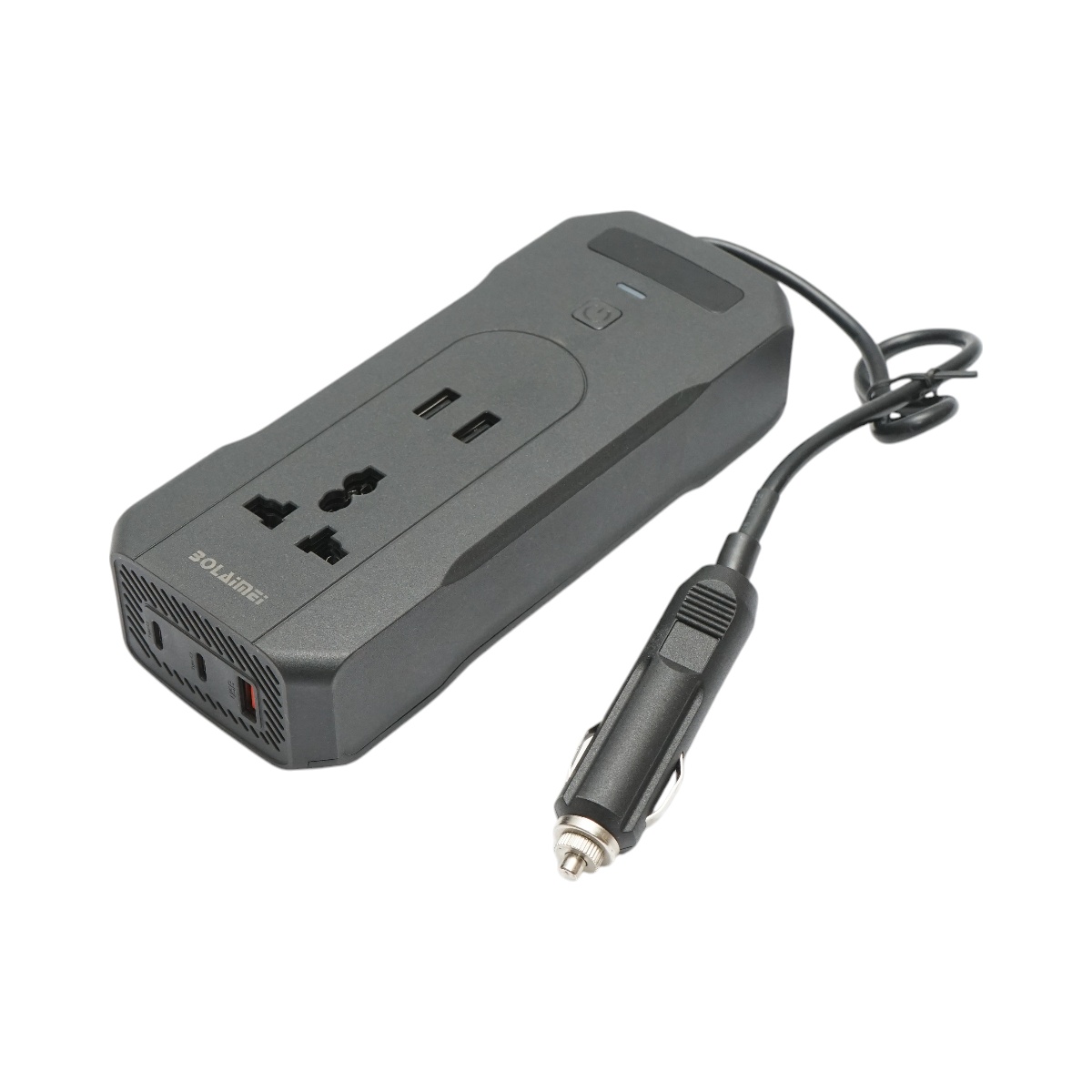 Invertor tensiune 12V-220V 200W, display digital LED, unda sinusoidala modificata, port USB, USB-C, iesire AC pentru laptop, telefon, frigider auto ,