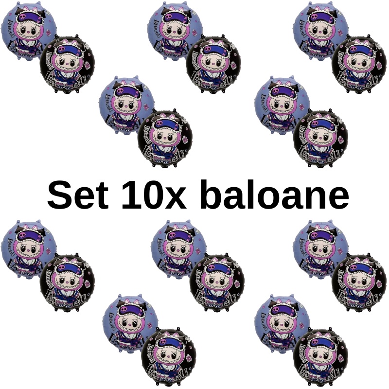 Set 10x Balon Folie Labubu – 45×45 cm, Cu 2 Fețe