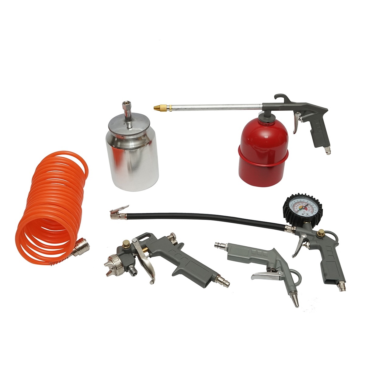 pusca aer comprimat 6.35 mm de vanzare Set 5 piese aer comprimat vopsit, suflat, umflat, spalat cu furtun spiralat 5m , Cod: BK76145, Breckner Germania