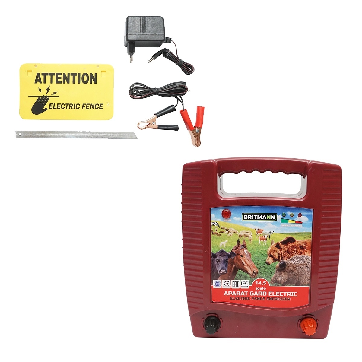 aparat electric injectat tutun   senator container slim Aparat generator de impulsuri 14.5 Joule pentru gard electric DC12-220V, BRITMANN, BT108