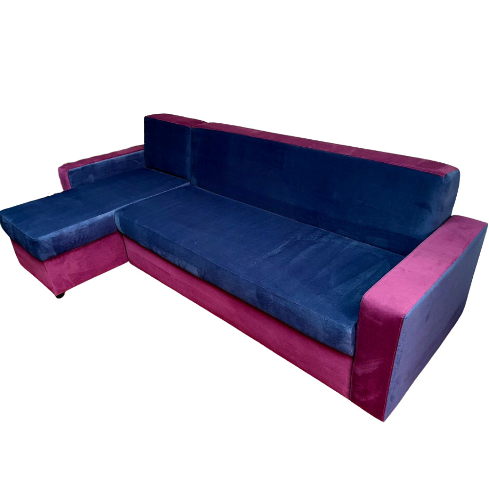 Colțar Extensibil Lala, 200x180x75cm, 5 locuri, Amore 46 Lila & 15 Cobalt, în formă de