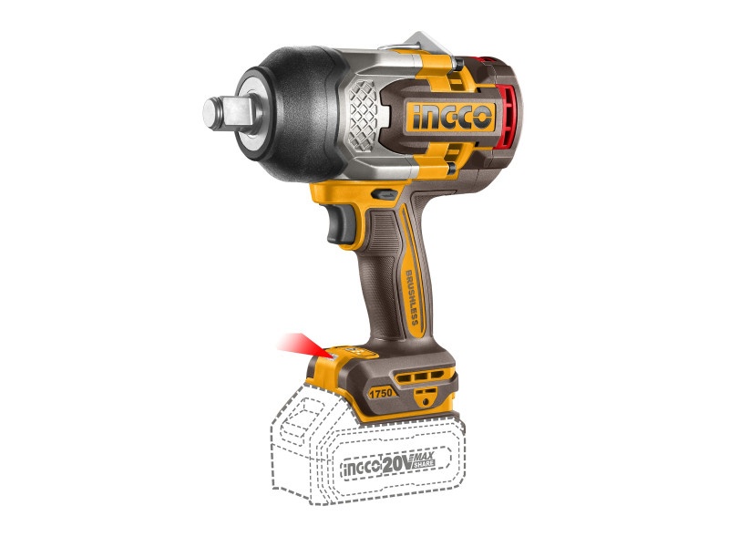 mașini în rate fără avans sibiu INGCO Cheie cu impact fără fir 3/4" 1750 Nm fără perie de carbon 20 V (fără acumulator și încărcător)