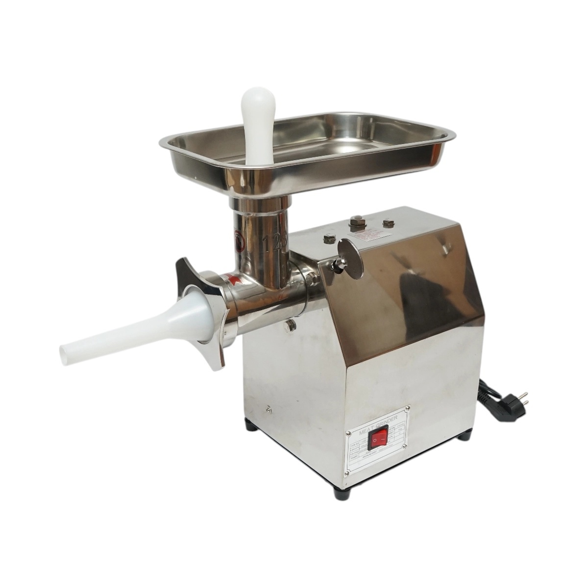 masina de tocat Masina de tocat carne electrica inox 1600W, 220V, capacitate 150 kg/h, adaptor carnati, 1 sita si 1 cutit incluse 380x210x415mm, DISVG63