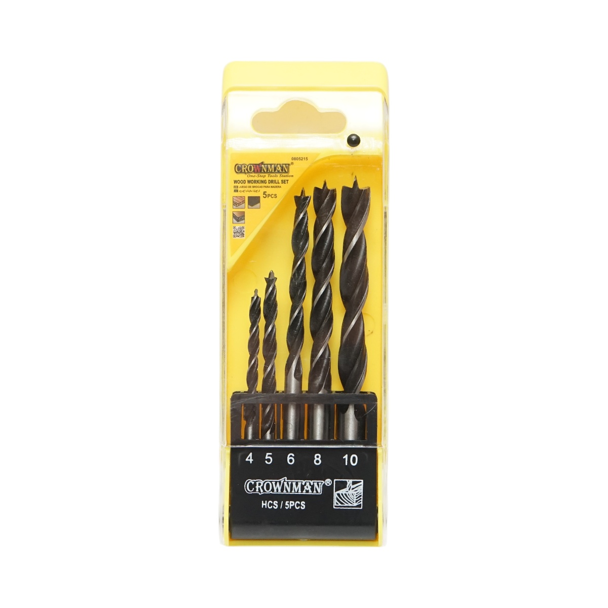 Set 5 burghie elicoidale HCS 4-10mm cu tija cilindrica pentru lemn , Cod: DISPN33, Brand: CROWNMAN