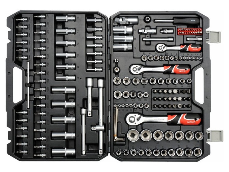 masina 8+1 Set de mufe YATO 173 piese 1/4", 3/8", 1/2" CrV