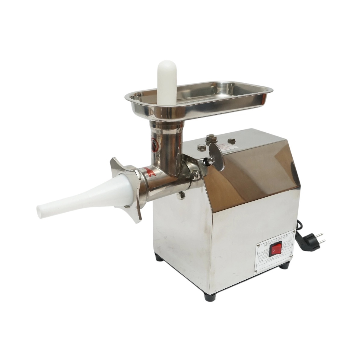 masina de tocat Masina de tocat carne electrica inox + otel 1200W, 220V, capacitate 100 kg/h, adaptor carnati, 1 sita si 1 cutit incluse 340x185x365mm, DISVG62