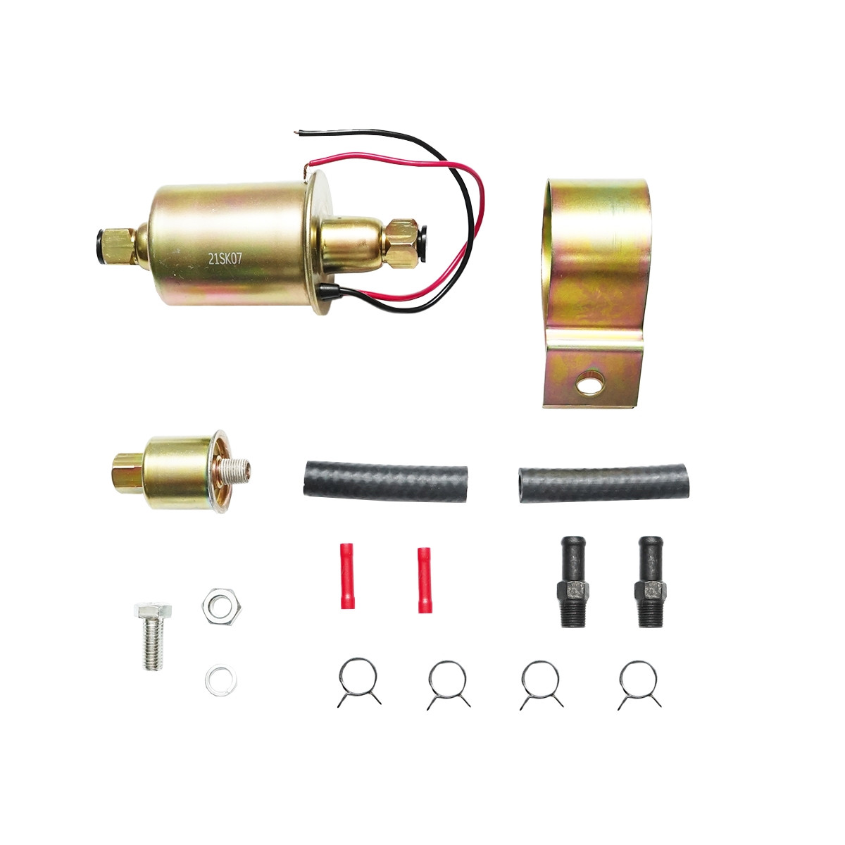Pompa alimentare electrica universala cu filtru incorporat, 12V, L=145mm, fi 8mm pentru motorina/benzina OEM YK-2047, E8012SS, Cod: DISSR71, Brand: