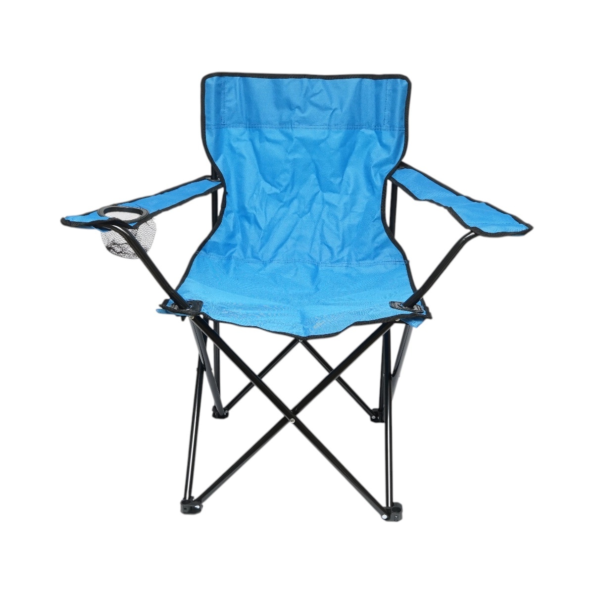 0 Scaun camping pliabil albastru cu suport pahar, husa transport, structura metalica 50x80x80cm, BK99241