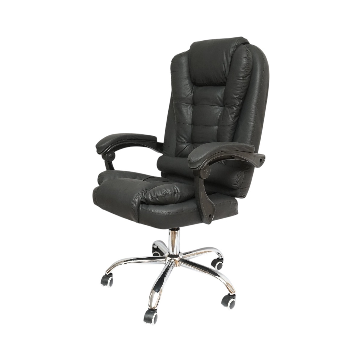 scaun de birou din piele Scaun de birou ergonomic directorial cu suport lombar, piele ecologica neagra, rotativ, spatar si inaltime reglabile, BRECKNER GERMANY, BK99243