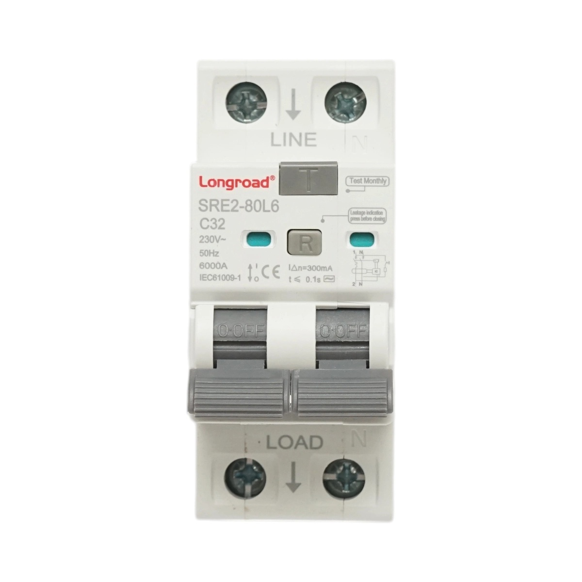 0 Siguranta diferentiala automata RCBO 1+N, 32A 230VAC, 300mA, 6kA Longroad, DISMB56