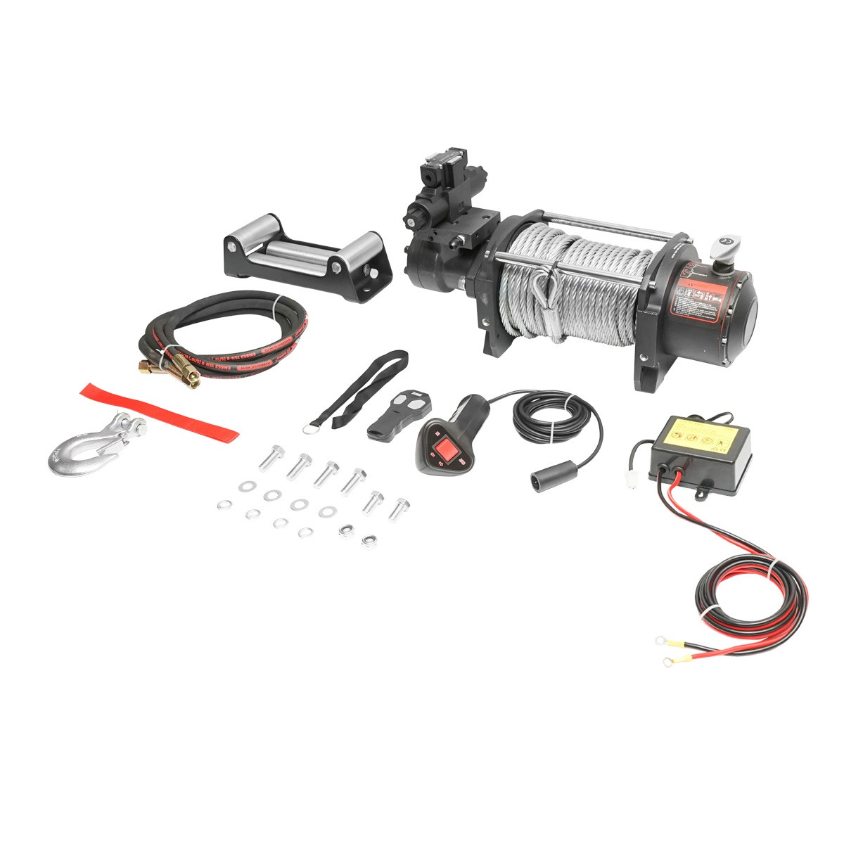centura sustinere sarcina Troliu hidraulic, complet, cu telecomanda, cablu otel, tensiune alimentare 12V, sarcina maxima 6T (13300lbs), Cod: DISGT77