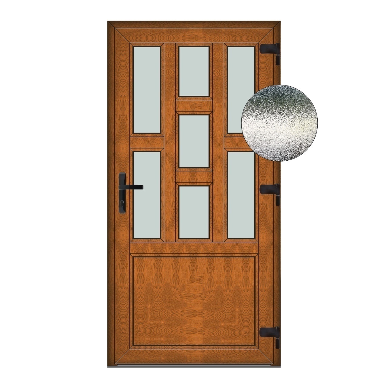 geam termopan stejar auriu Usa Capri, PVC & termopan, 100x210cm, maro, stejar auriu, dreapta, Klass, 7cm, 6 camere, sticla mata nisip alb