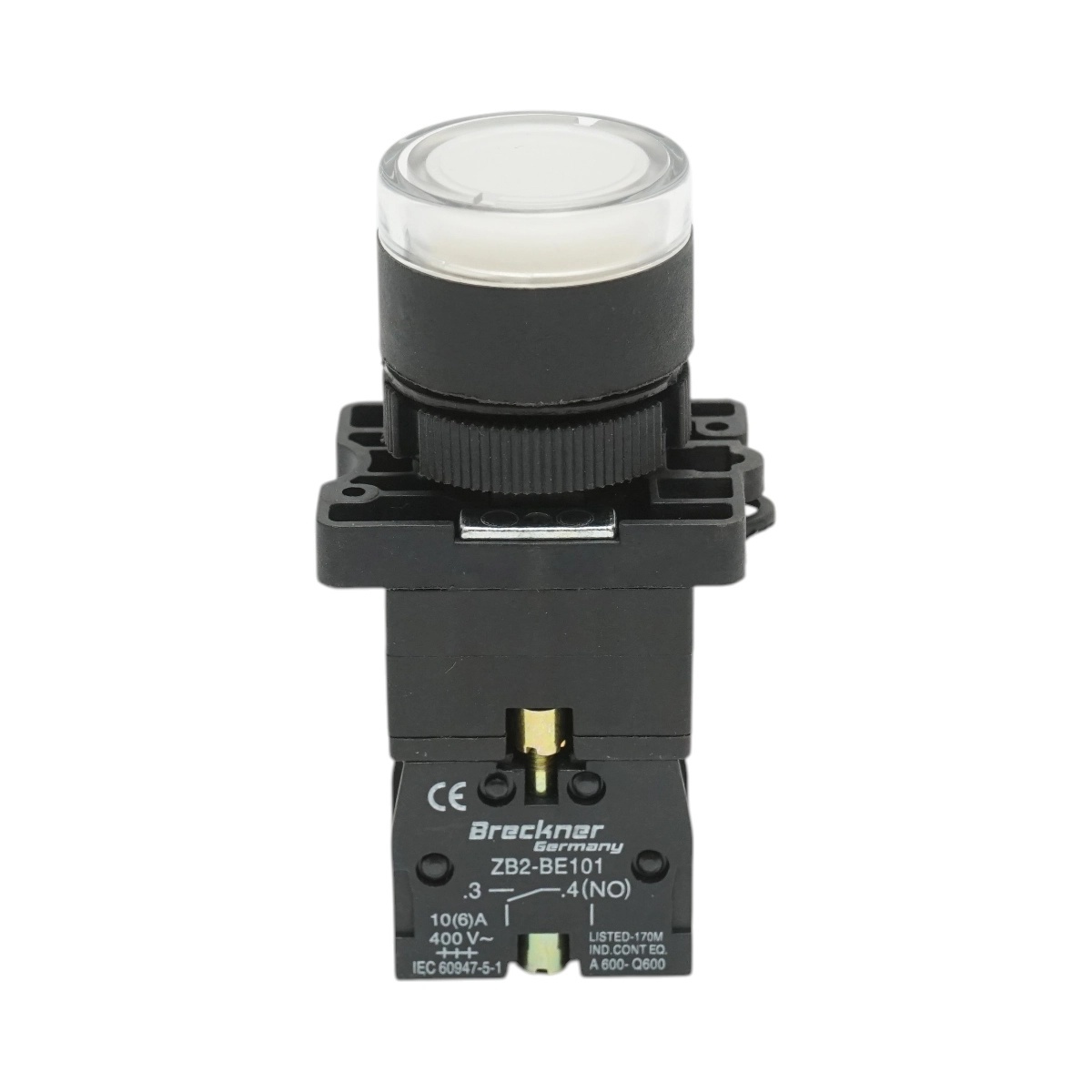 bloc masura monofazat Buton indicator LED alb cu rezistenta integrata 1NO, 220V, LAY5 Breckner Germany, BRECKNER GERMANY, BK76461