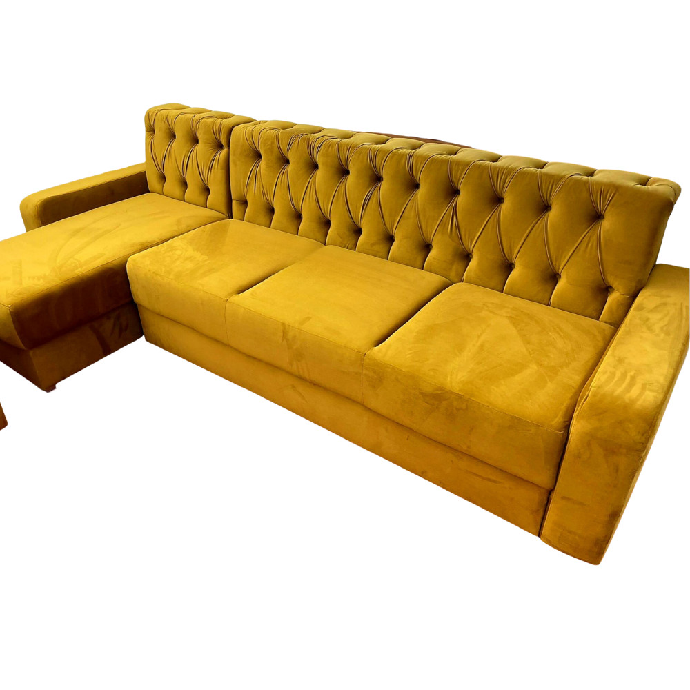 Colțar Fix Little Chester, 200x180x75cm, 5 locuri, Velutto 08 Mustard, în formă de 