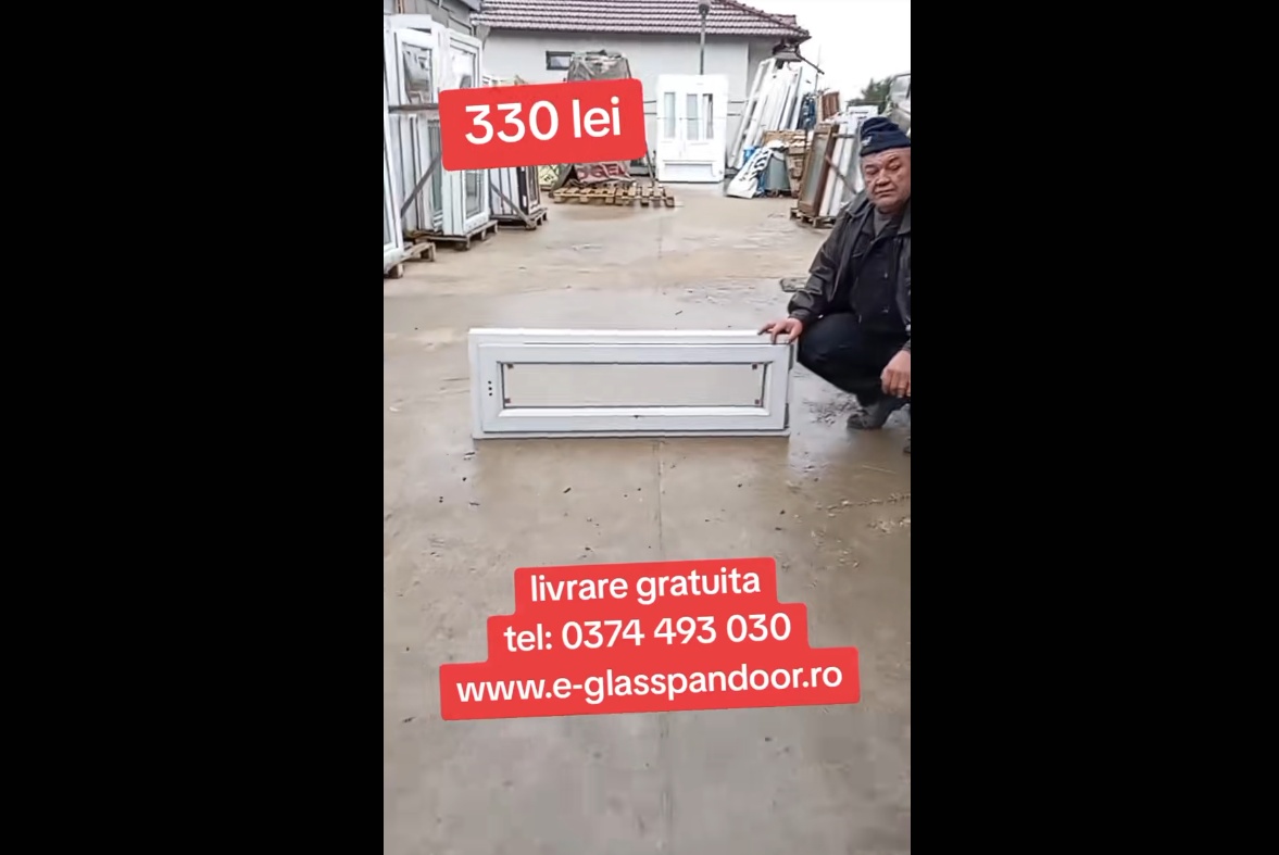 Fereastra termopan, 120x40cm, alb, deschidere dreapta, maner inclus