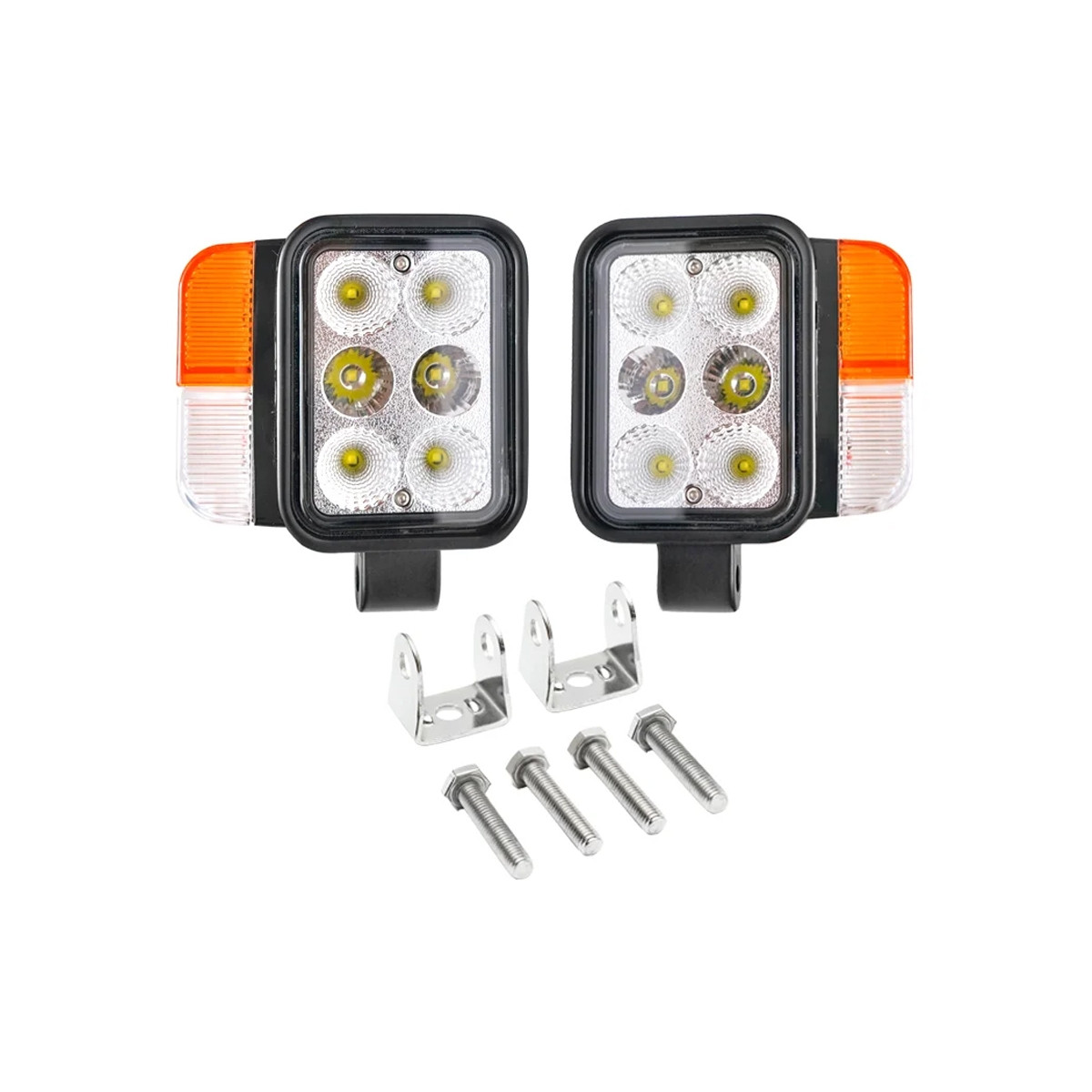 Set faruri universale tractor stanga si dreapta cu LED 10-80V, temperatura culoare 6000K, pozitii 3W LED si semnalizare 3W LED, Cod: BK69132, Brand: