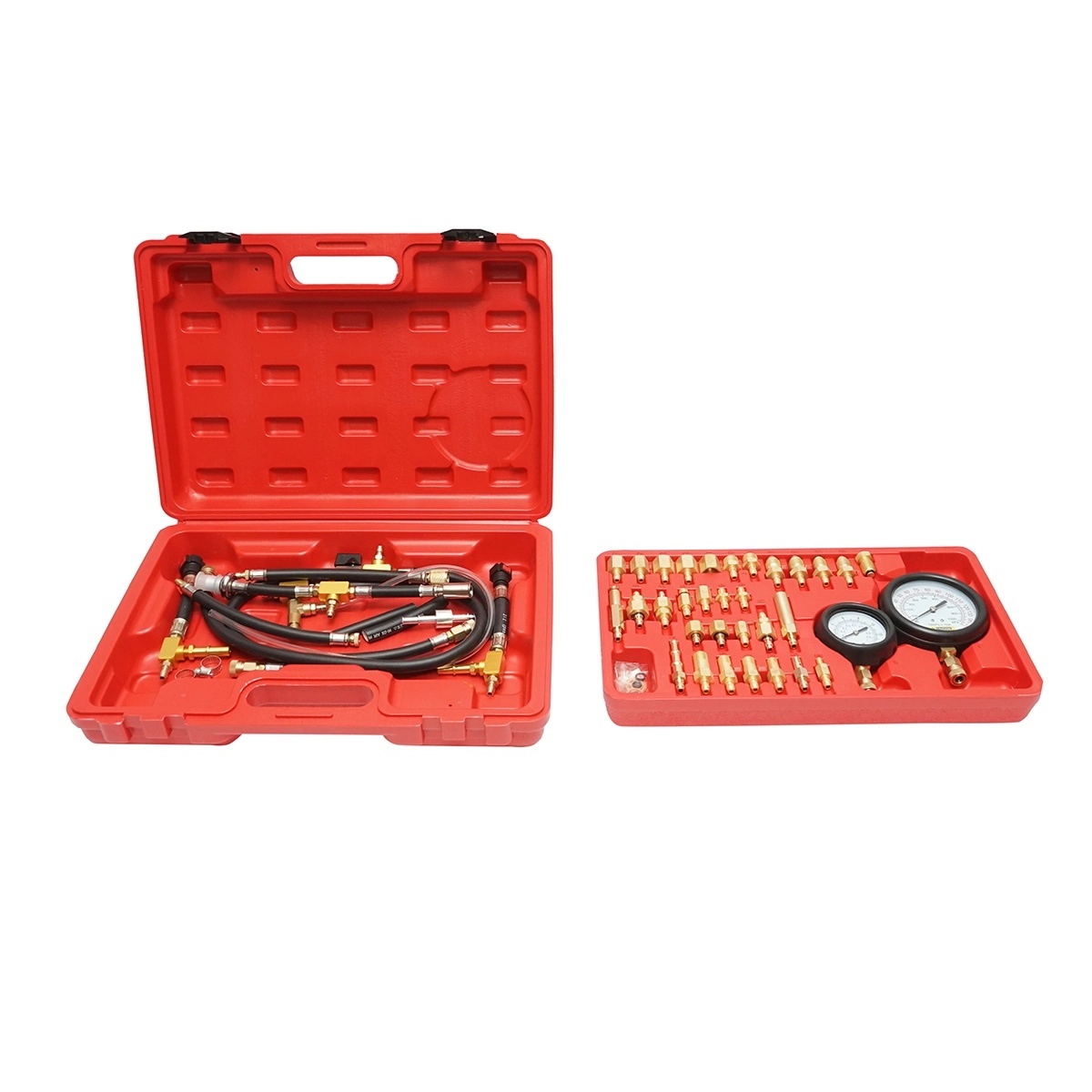 tester continuitate Trusa tester presiune sistem injectie benzina cu 2 manometre, adaptoare universale Breckner Germany, BRECKNER GERMANY, BK56520