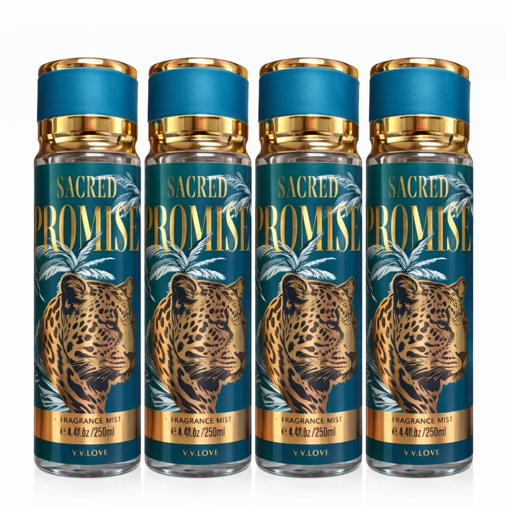 Pachet Promo 4x Body Mist Sacred Promise V.V. Love 250ml – Parfum Exotic & Intens Luxury