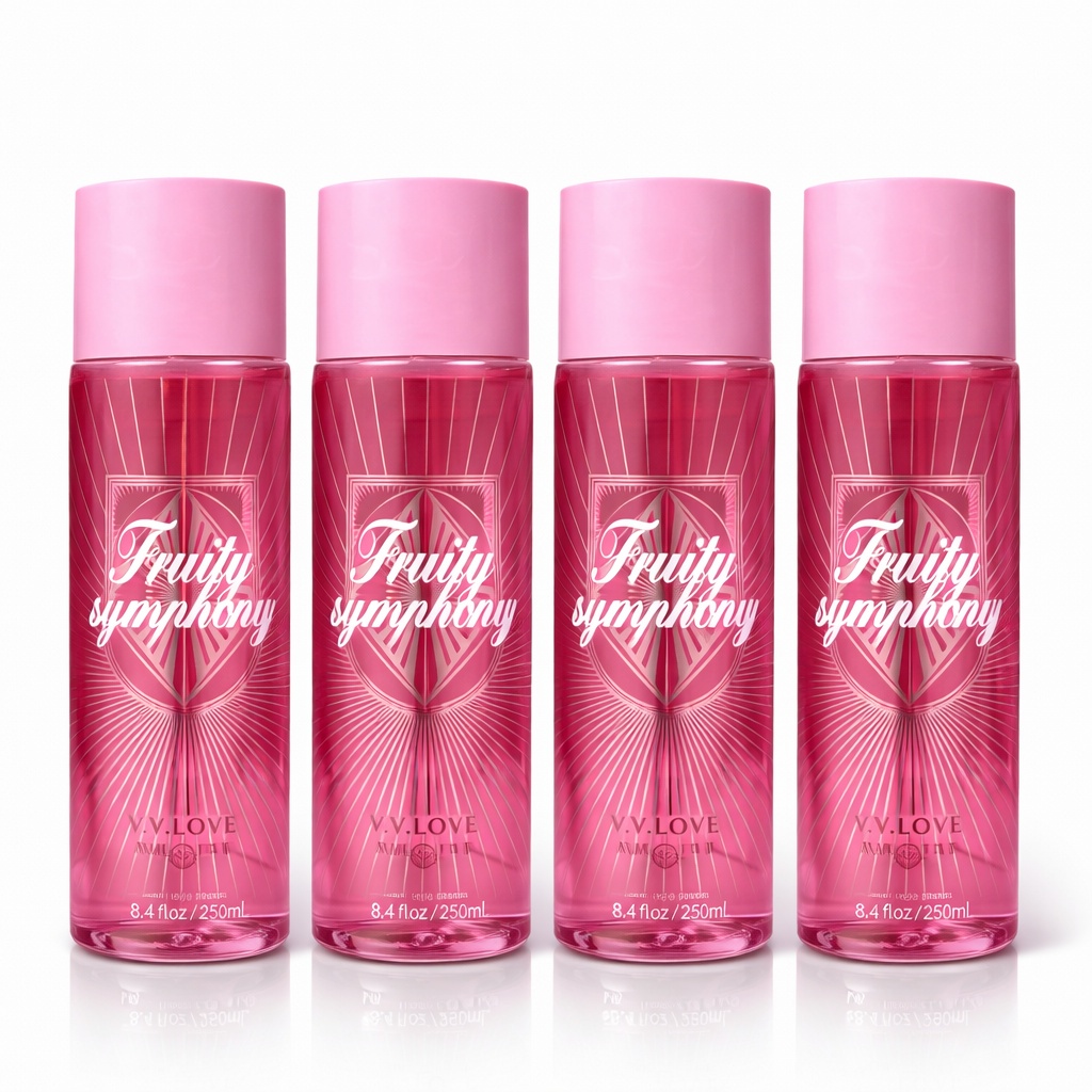 Pachet Promo 4x Body Mist Fruity Symphony 250ml – Parfum Dulce Fructat Fresh pentru Femei