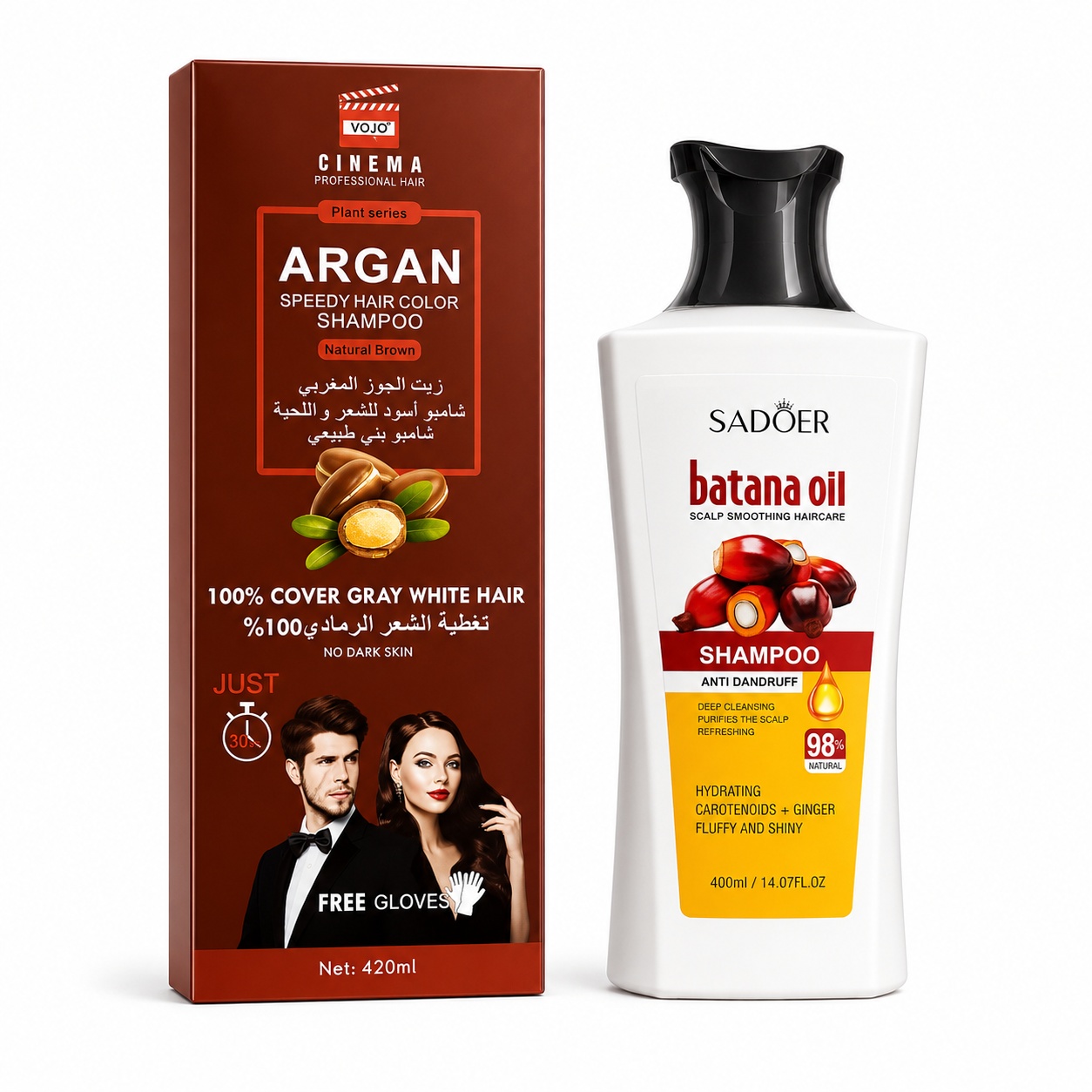 Pachet Promo Batana Clean – Șampon Nuanțator Argan + Șampon Batana SADOER