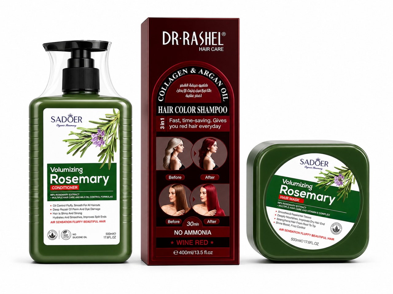 Pachet Promo Rosemary Red Care – Wine Red Shampoo + Rosemary Hair Care Set