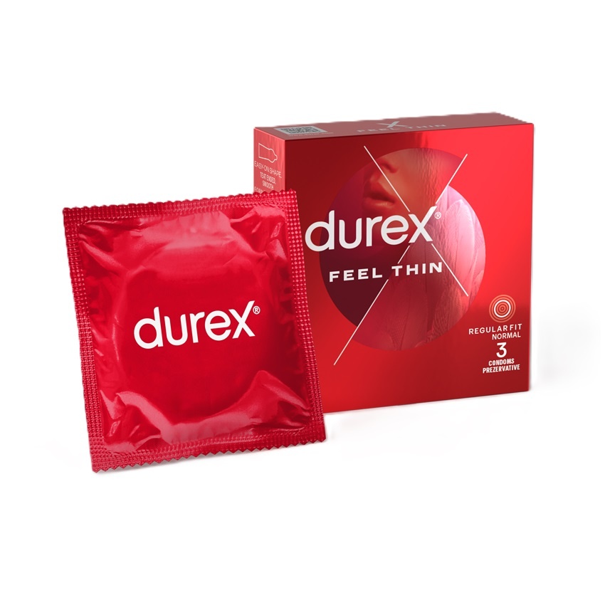 Prezervative Durex Feel Thin 3 bucăți – Ultra Subțiri pentru Confort Natural