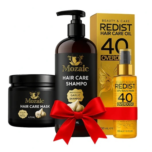 Pachet Regenerare Intensivă – Mozaic Usturoi + Redist 40 Oils | Fortifiere și Strălucire Păr