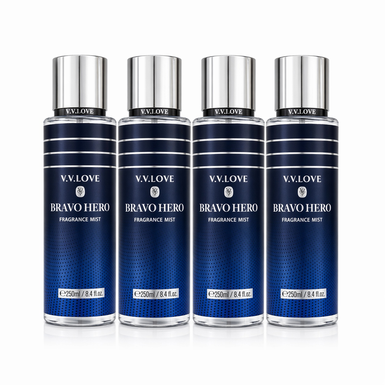 Pachet Promo 4x Body Mist Bravo Hero V.V. Love 250ml – Parfum Masculin Fresh & Elegant