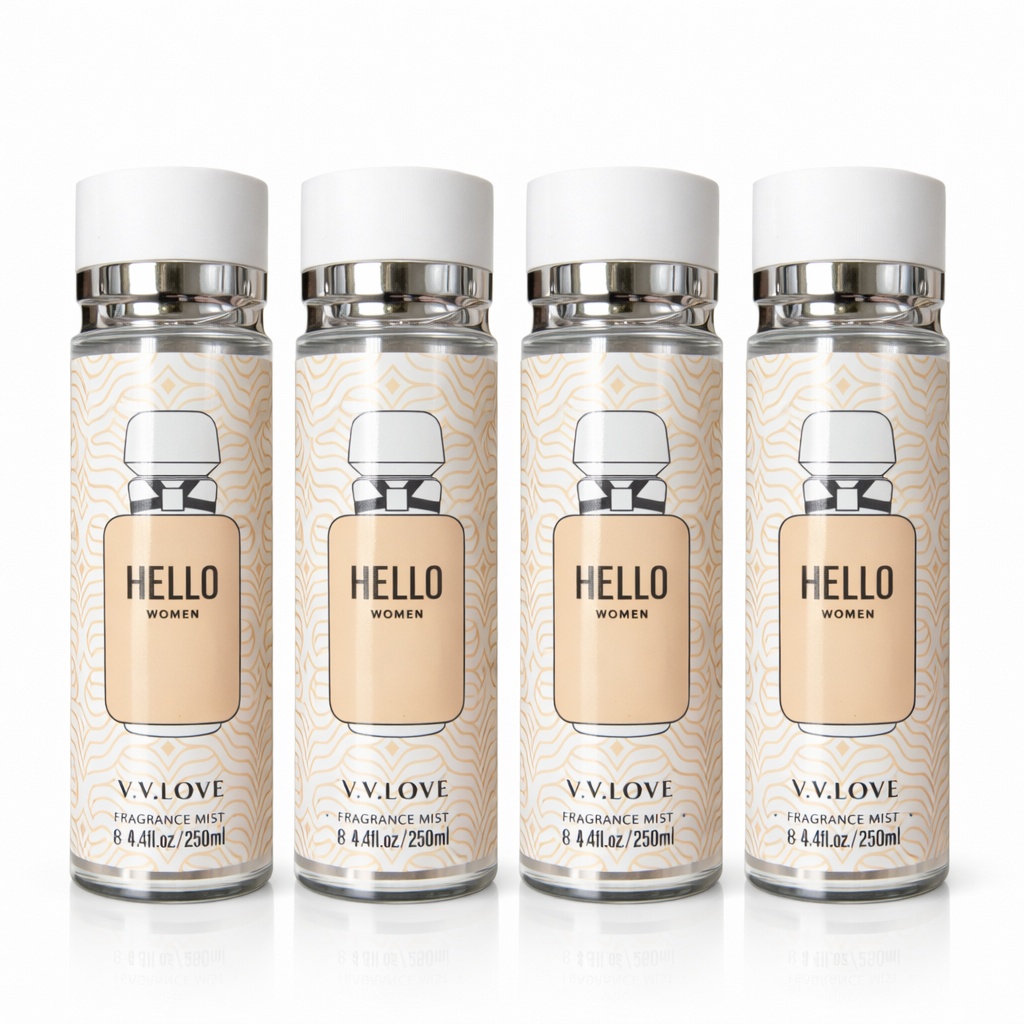 Pachet Promo 4x Body Mist Hello Women V.V.LOVE 250ml – Parfum Fresh & Delicat