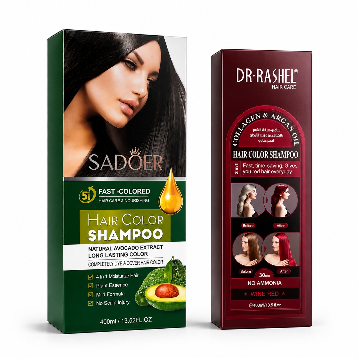 Pachet Promo Color Fusion – Șampoane Nuanțatoare SADOER Black + DR.RASHEL Wine Red