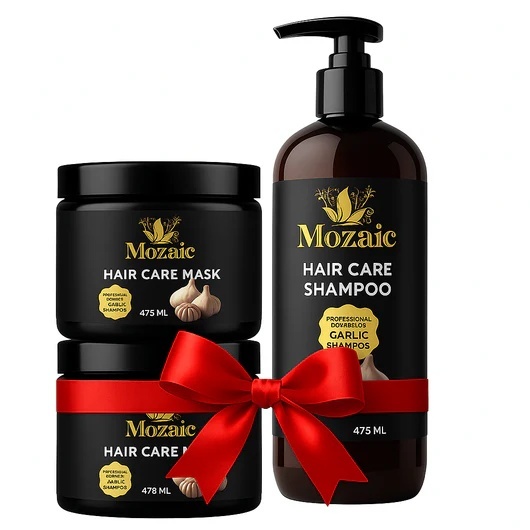 Pachet Promo Mozaic – 2 Măști Usturoi 475ml + 1 Șampon Usturoi 1000ml