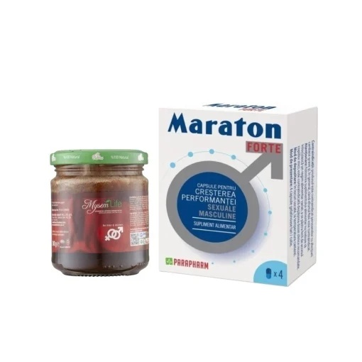 Pachet promo : Magiun turcesc afrodisiac Themra unisex – My Life 240g + Capsule MARATON FORTE, cresterea performantei sexuale barbati, 4 capsule