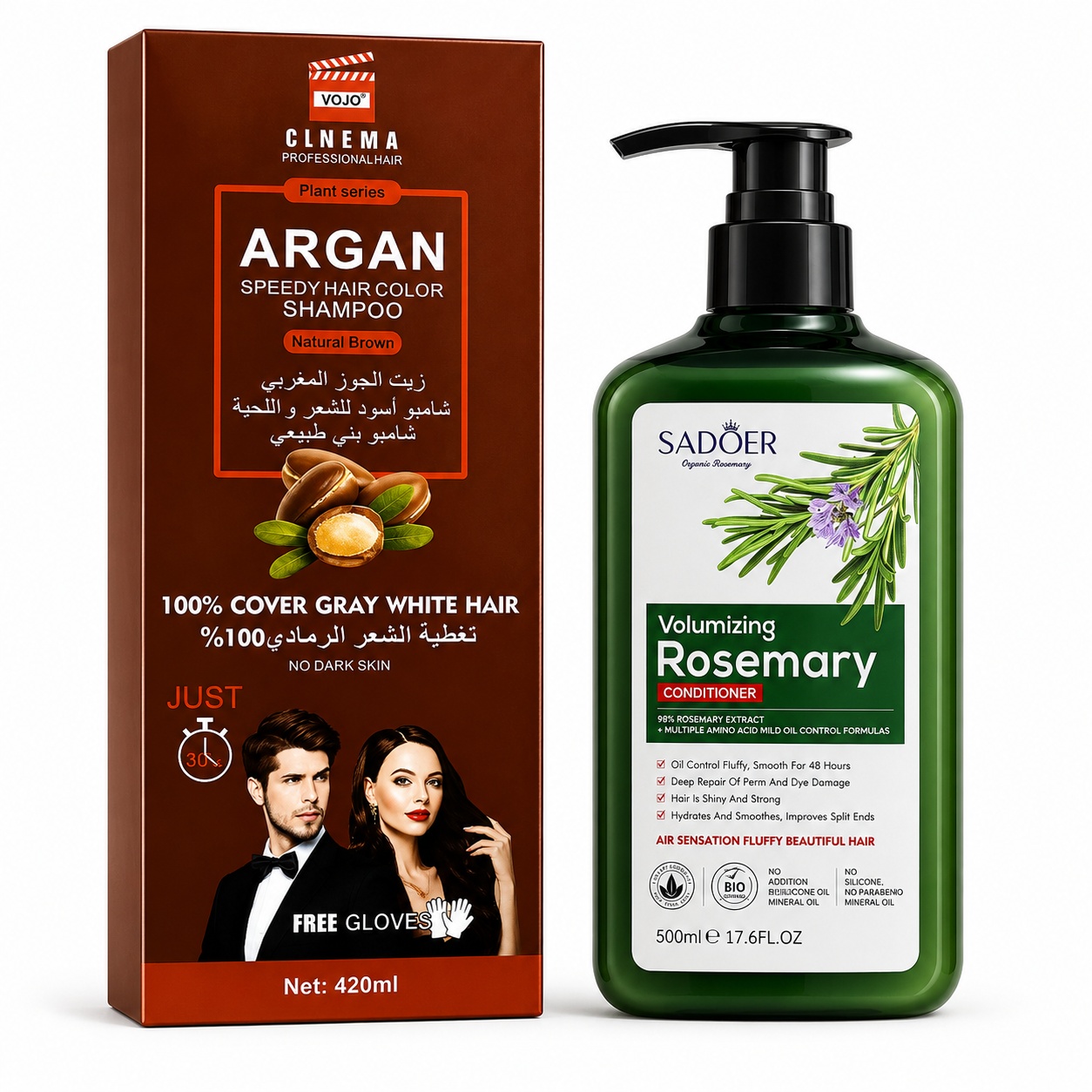 Pachet Promo Rosemary Volume – Șampon Nuanțator Argan + Balsam cu Rozmarin SADOER