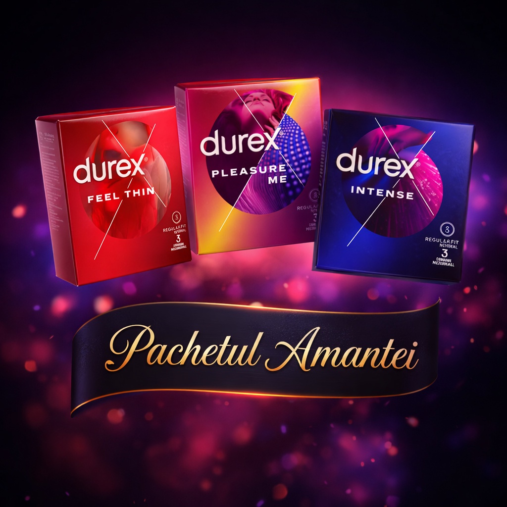 Pachetul Amantei – Durex Mix 3 Tipuri (Feel Thin, Pleasure Me & Intense)