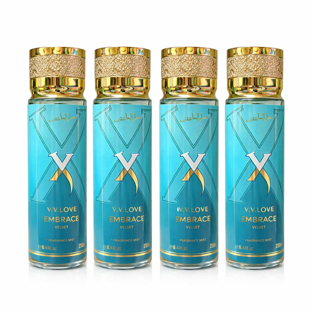 Pachet Promo 4x Body Mist Embrace Velvet V.V. Love 250ml – Parfum Fresh & Elegant pentru Femei
