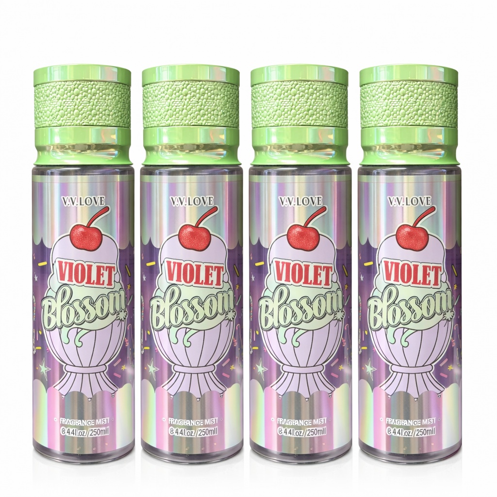 Pachet Promo Bodyy Mist Violet Blossom V.V. Love 250ml – Parfum Dulce & Fresh pentru Femei