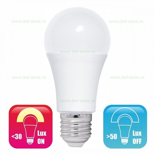 Bec LED E27 9W Iluminare 260 Grade cu Fotocelula