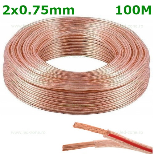 Conductor Electric 2x0.75mm Transparent Rola 100 Metri