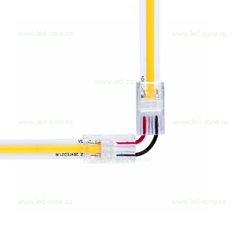 Conector Imbinare 2 Fire Unghi 90 Banda LED COB 8mm Interior